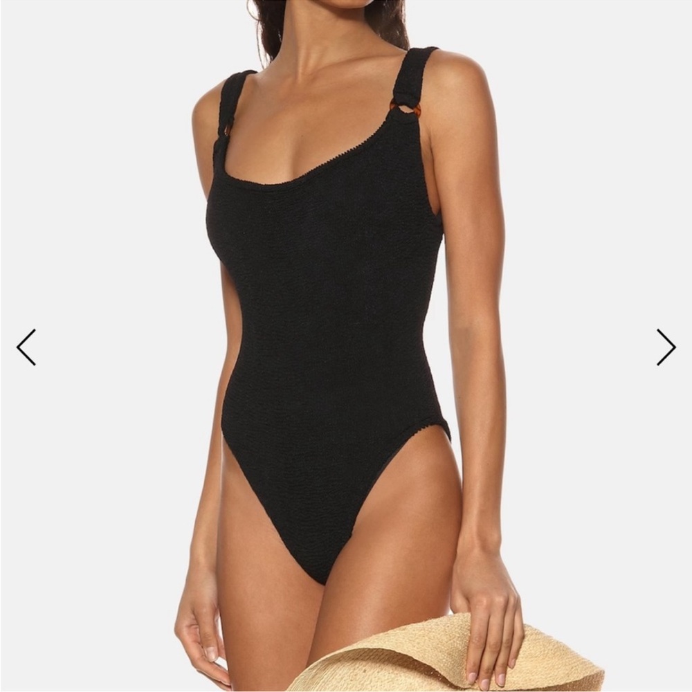 Hunza G Black Textured One-Piece Swimsuit
